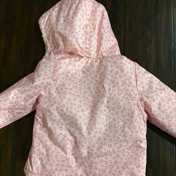 Girls 3T Pink Leopard Print Hooded Jacket - Picture 6 of 9